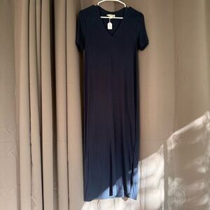 Whistles Navy Longline Jersey V-Neck Midi Dress XS